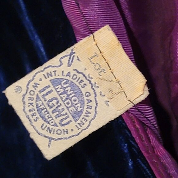 Vintage 1960s Midnight Blue Velvet Dress long sleeve mini dress - Picture 6 of 6